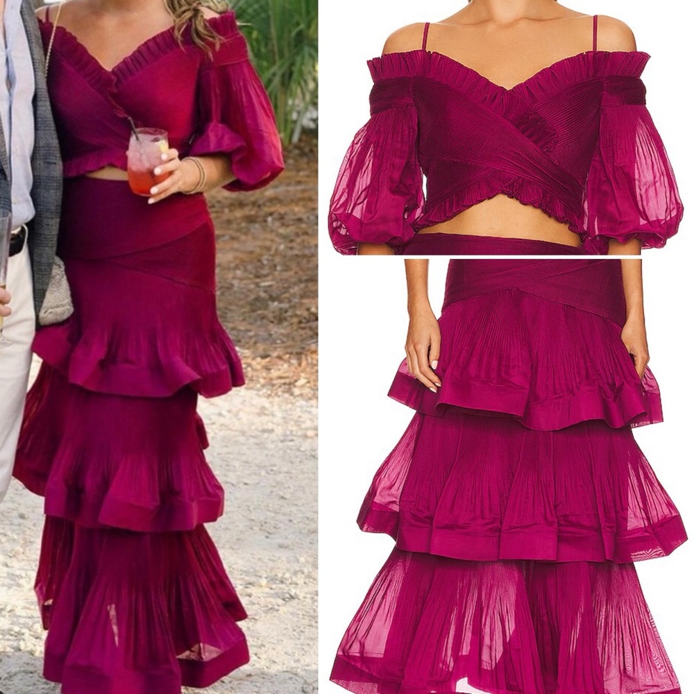 Zimmermann Set Berry Top size 2 and Rhythmic tiered Skirt size 1 Zimmerman EUC